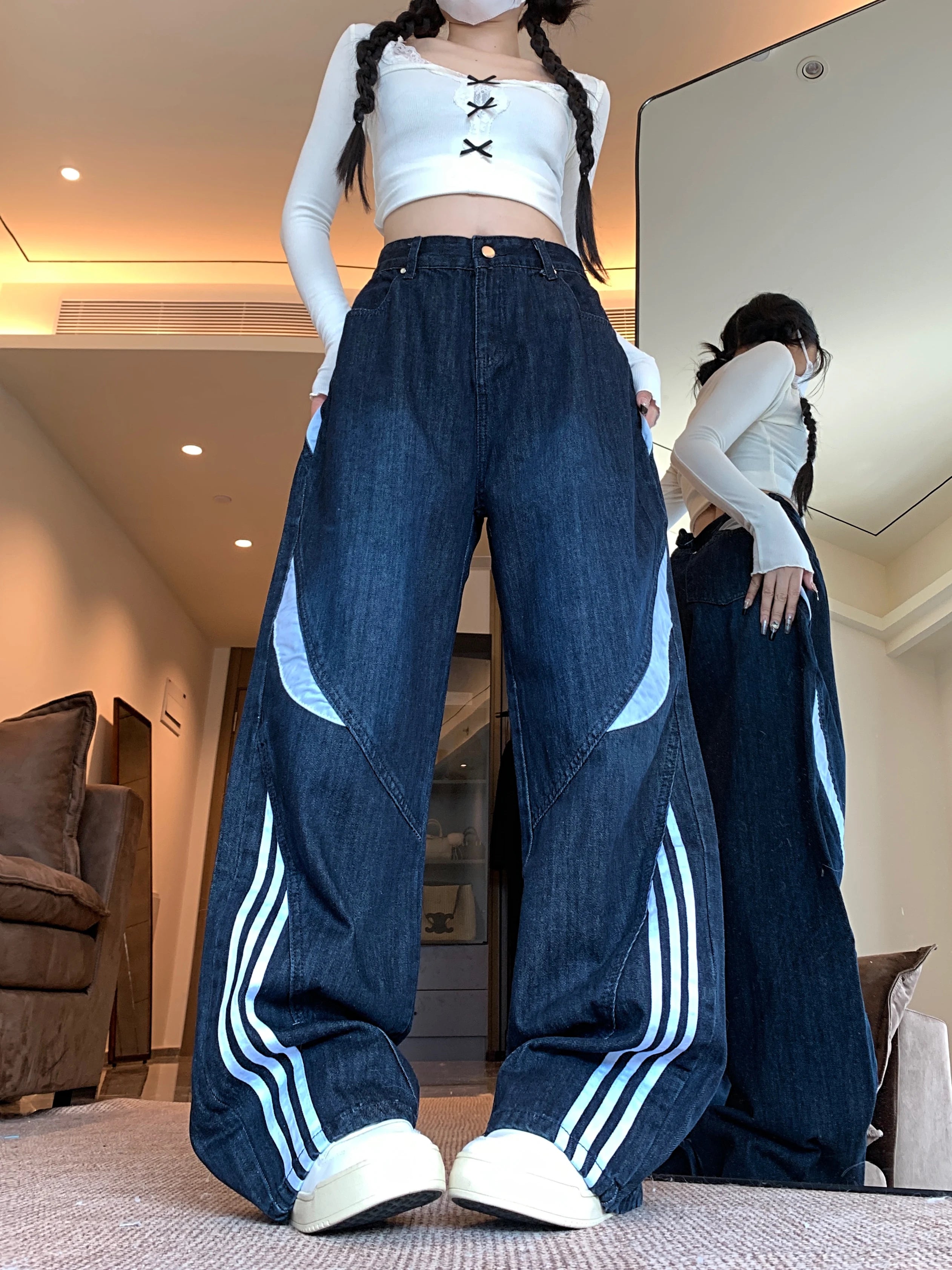 Striped Wide Jeans